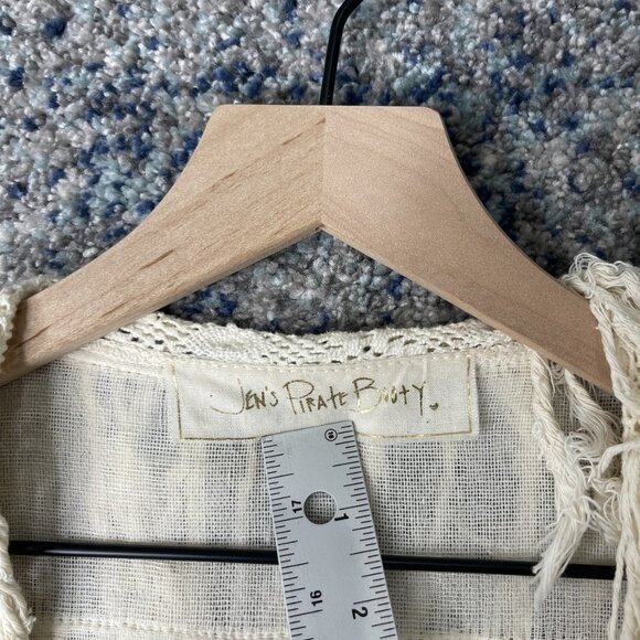 Jens Pirate Booty Sweater Womens Medium Fringe Boho Festival Kimono Cardigan - Picture 5 of 9